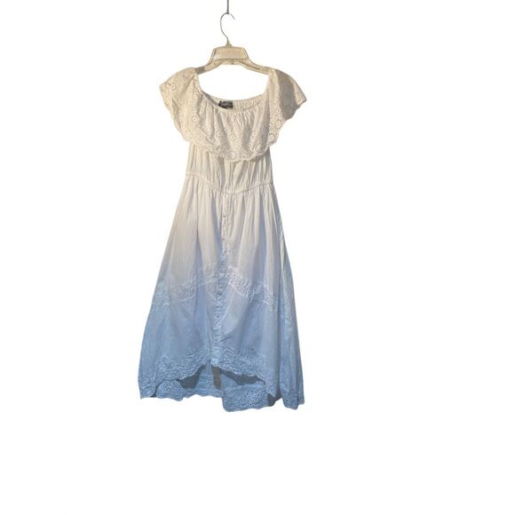 J. Glee women’s eyelet lace on/off shoulder Prairie style dress small - Picture 2 of 4